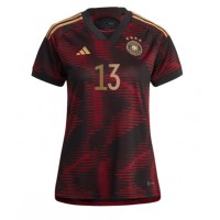 Camiseta Alemania Thomas Muller #13 Segunda Equipación Replica Mundial 2022 para mujer mangas cortas